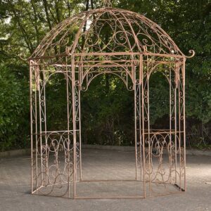 Arche à rosiers ronde avec pavillon Leilo Marron antique