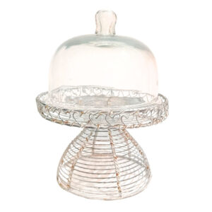 Cloche en verre sur pied métallique Ø.20 x Ht.26 cm