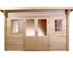 Abri FALAISE Épicéa massif - Madriers 42 mm Monopente, BAC ACIER