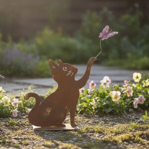 Silhouette chat papillon 37x9x47cm