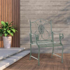 Fauteuil en fer forge vert antique