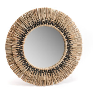 Miroir en paille ethnique noir 36cm