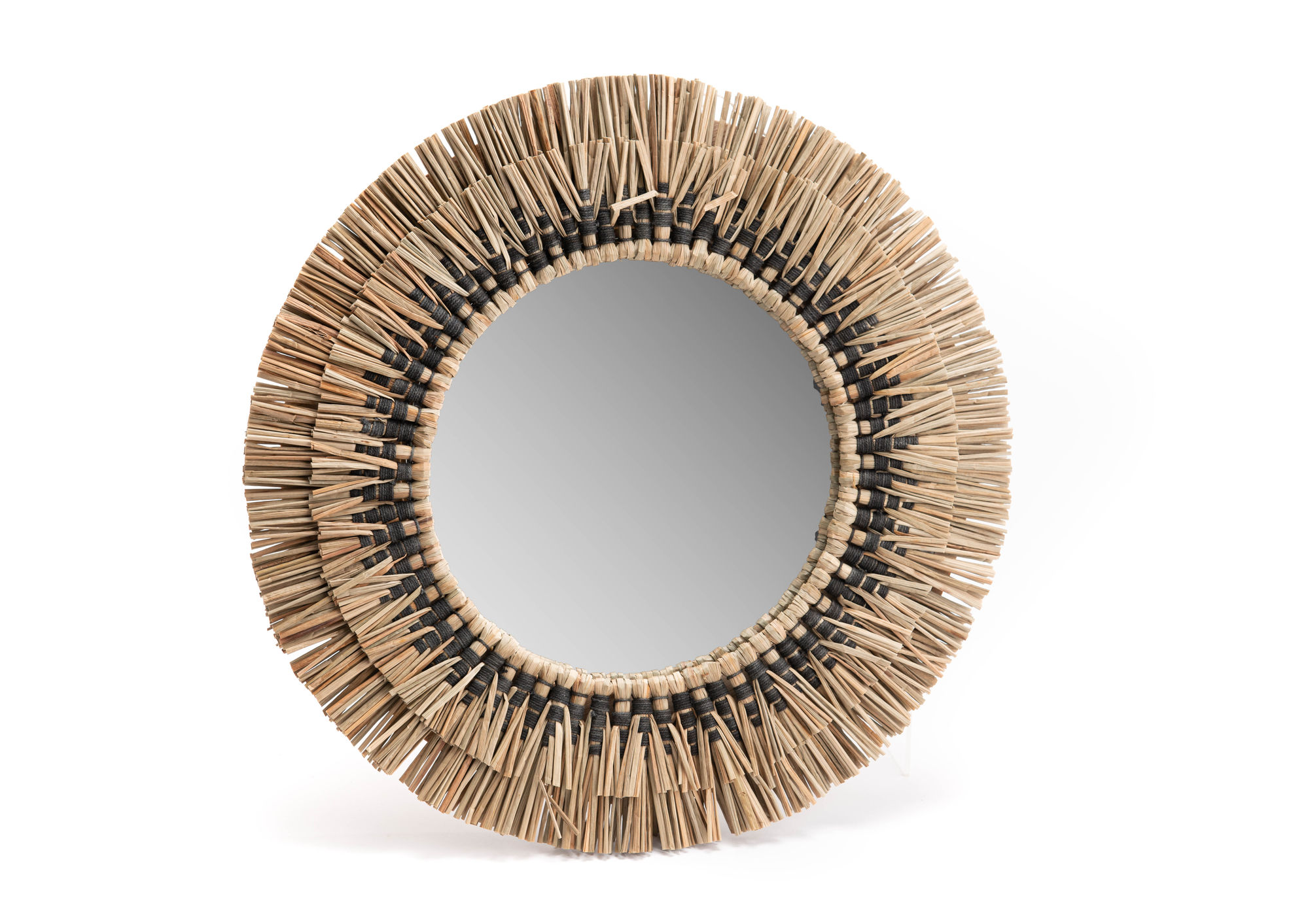 Miroir en paille ethnique noir 36cm