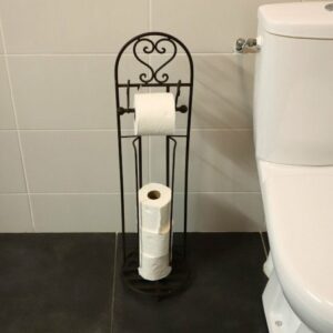 Dérouleur papier toilette fer forgé marron 23 x 80 cm
