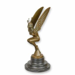 MASCOTTE DE VOITURE FEMME AILÉE ART DÉCO EN BRONZE
